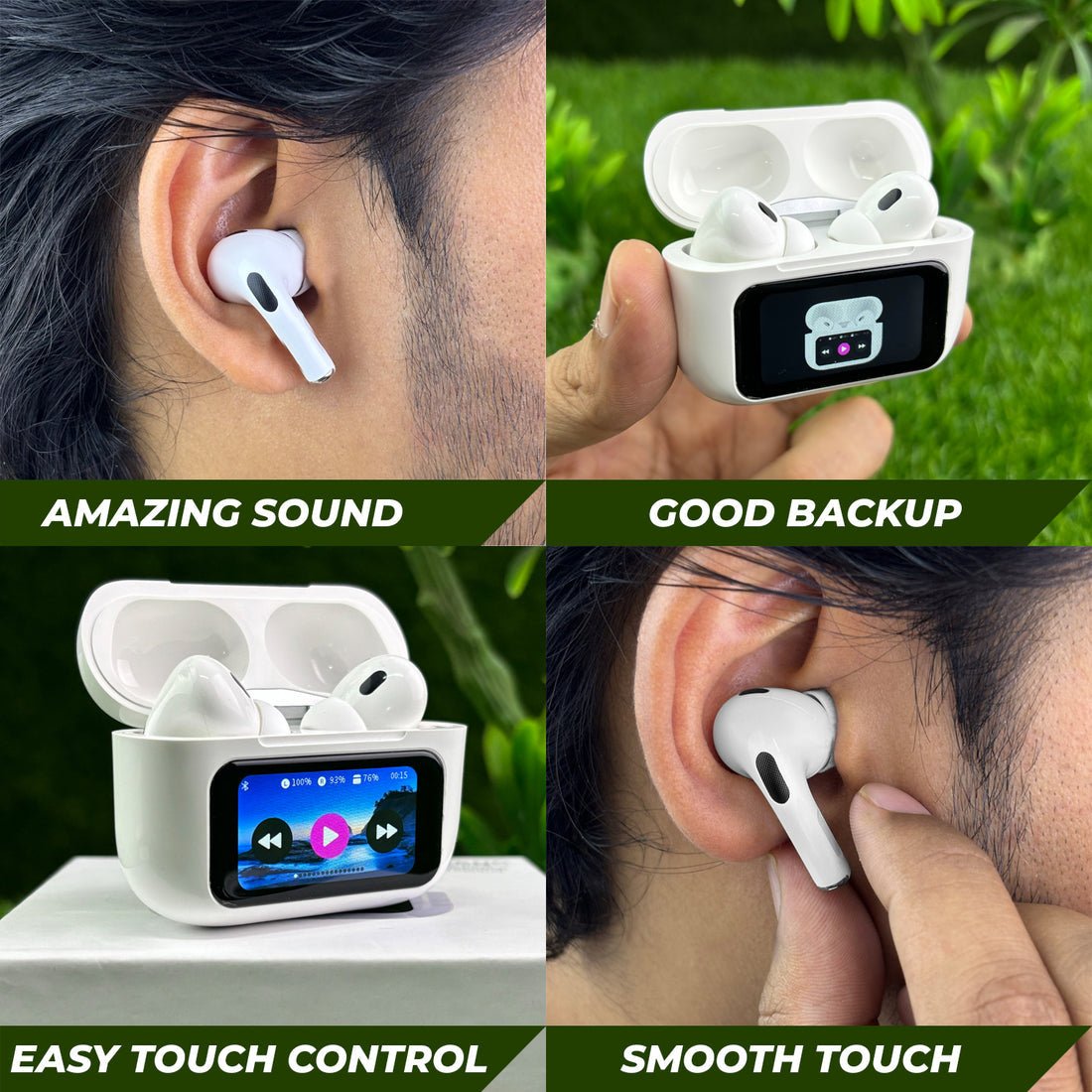 ANC/ENC AirBuds Pro 2 with Display |Touch Screen Control,Noise Cancellation