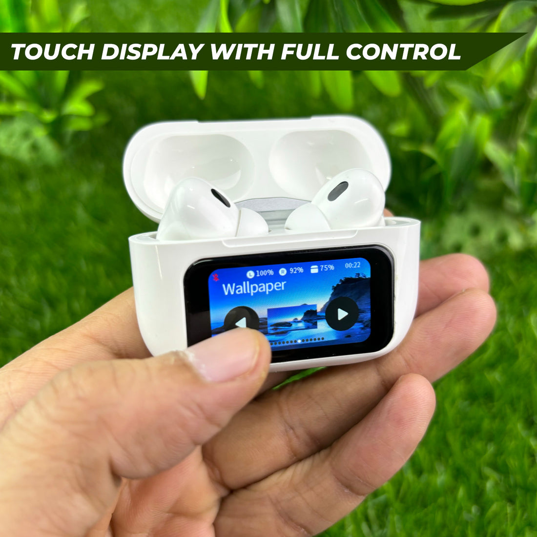 ANC/ENC AirBuds Pro 2 with Display |Touch Screen Control,Noise Cancellation