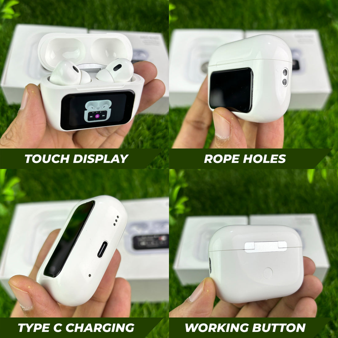 ANC/ENC AirBuds Pro 2 with Display |Touch Screen Control,Noise Cancellation